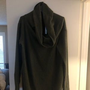 Lululemon Along the Way Cowl Neck Sweater Dress Pockets Athletic Olive Green L